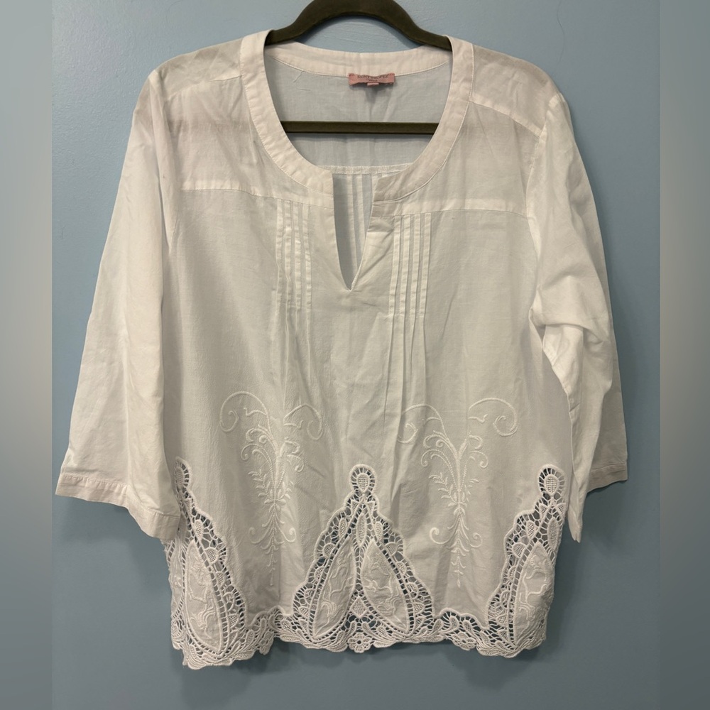 Saint Tropez West white blouse tunic top size 1x beach bathing suit coverup